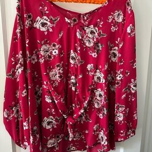 Torrid Red Floral Blouse